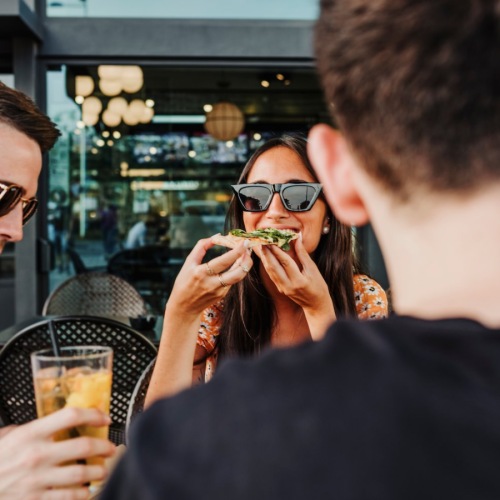 friends eating a meal together