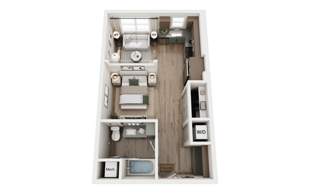 S1 HA - Studio floorplan layout with 1 bathroom and 549 square feet